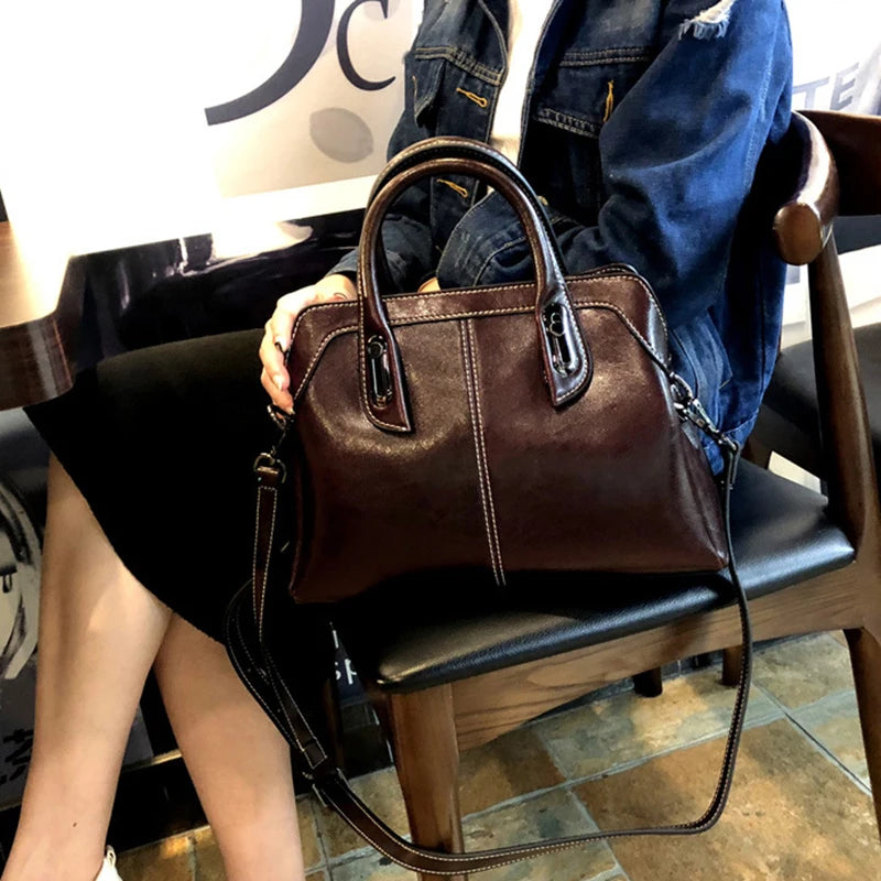 Oil Wax Leather Handbag