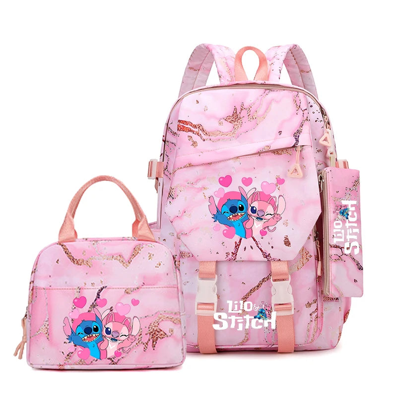 Pink Marble School Backpack Set