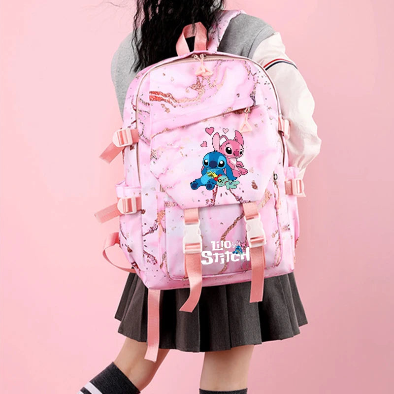 Pink Marble School Backpack Set