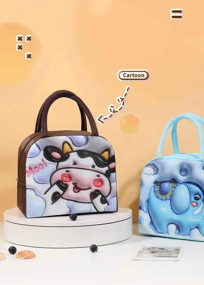 Portable 3D Cartoon Lunch Bag