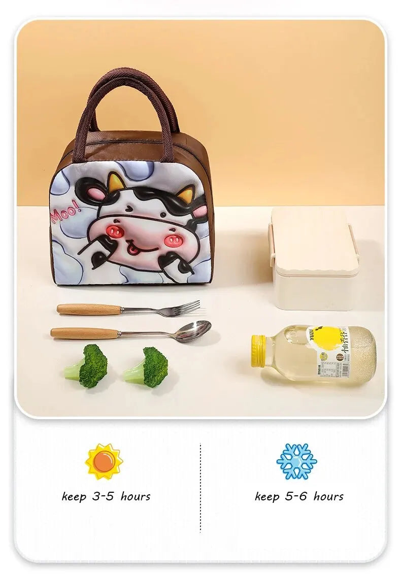 Portable 3D Cartoon Lunch Bag