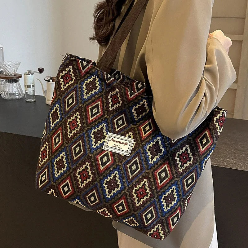 Retro Canvas Shoulder Tote Bag