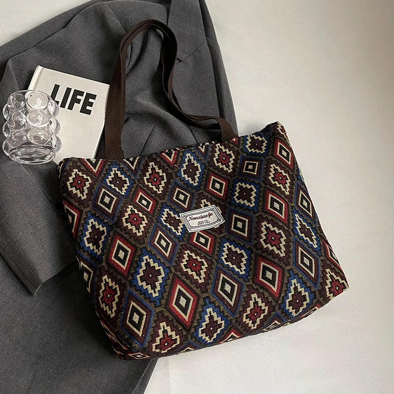 Retro Canvas Shoulder Tote Bag