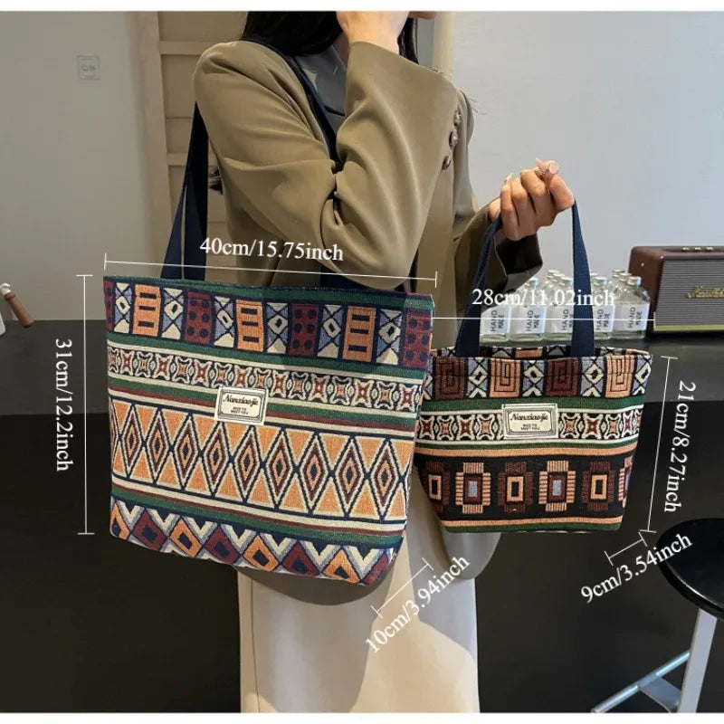 Retro Canvas Shoulder Tote Bag