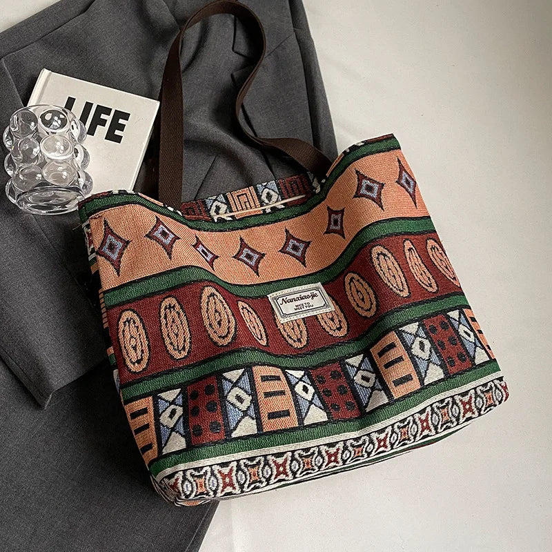 Retro Canvas Shoulder Tote Bag