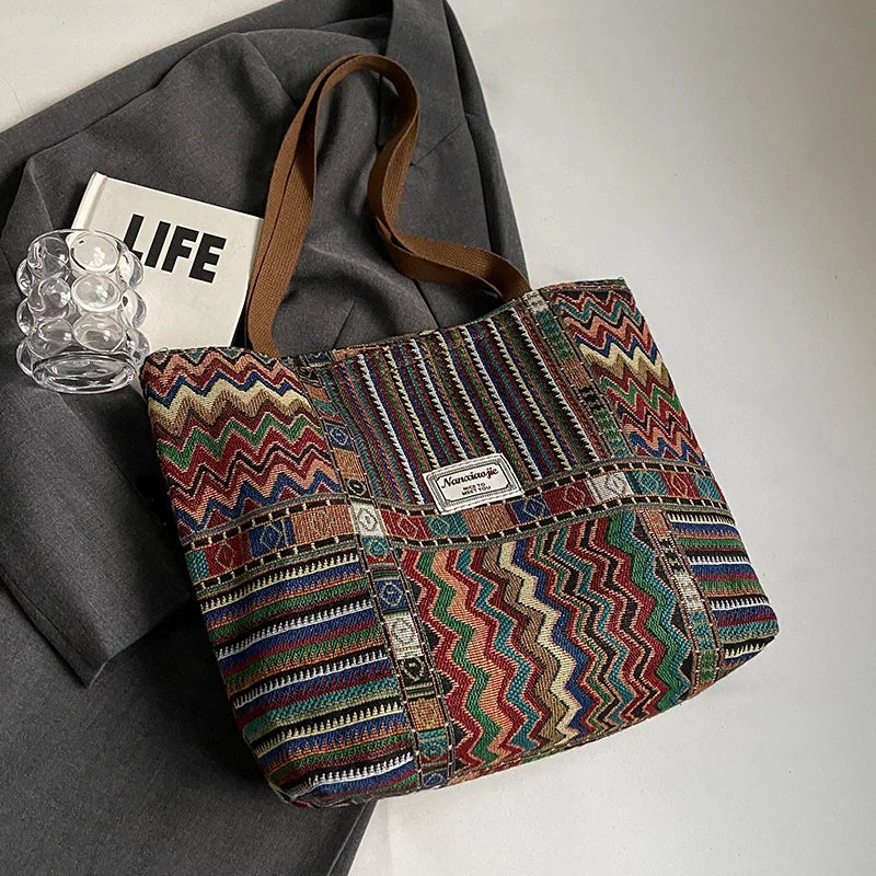 Retro Canvas Shoulder Tote Bag