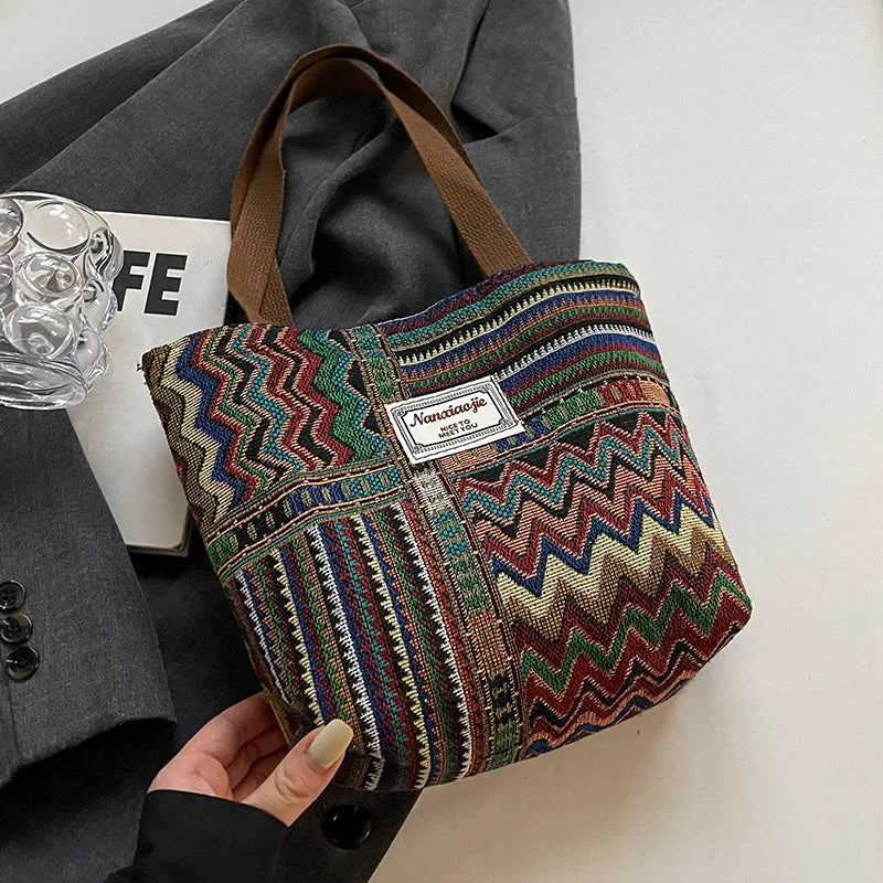 Retro Canvas Shoulder Tote Bag