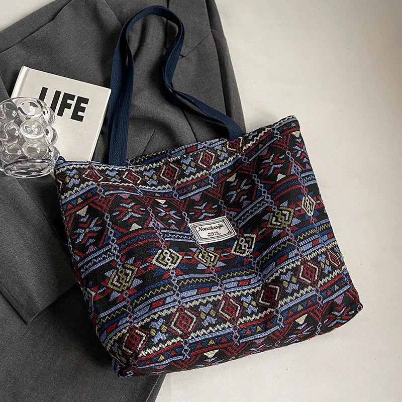 Retro Canvas Shoulder Tote Bag