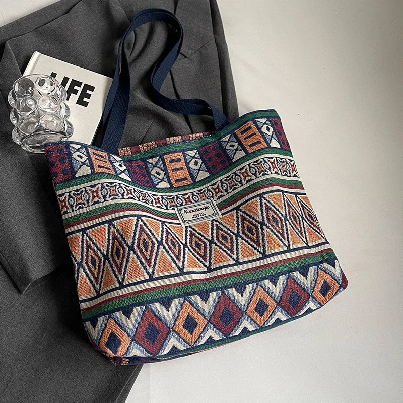 Retro Canvas Shoulder Tote Bag