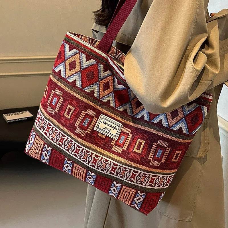 Retro Canvas Shoulder Tote Bag