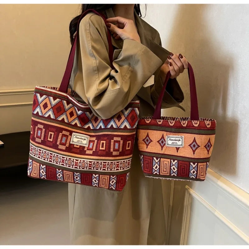 Retro Canvas Shoulder Tote Bag