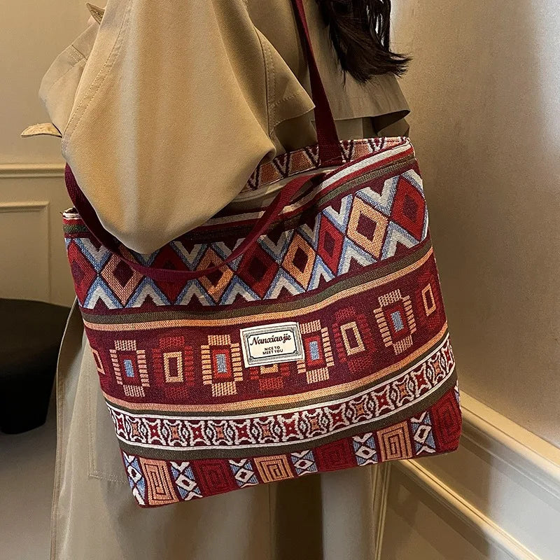 Retro Canvas Shoulder Tote Bag