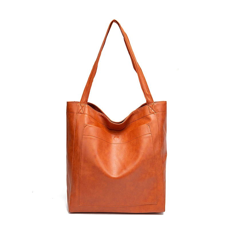 Retro Faux Leather Tote Bag