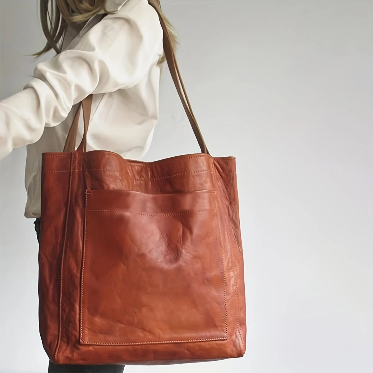 Retro Faux Leather Tote Bag