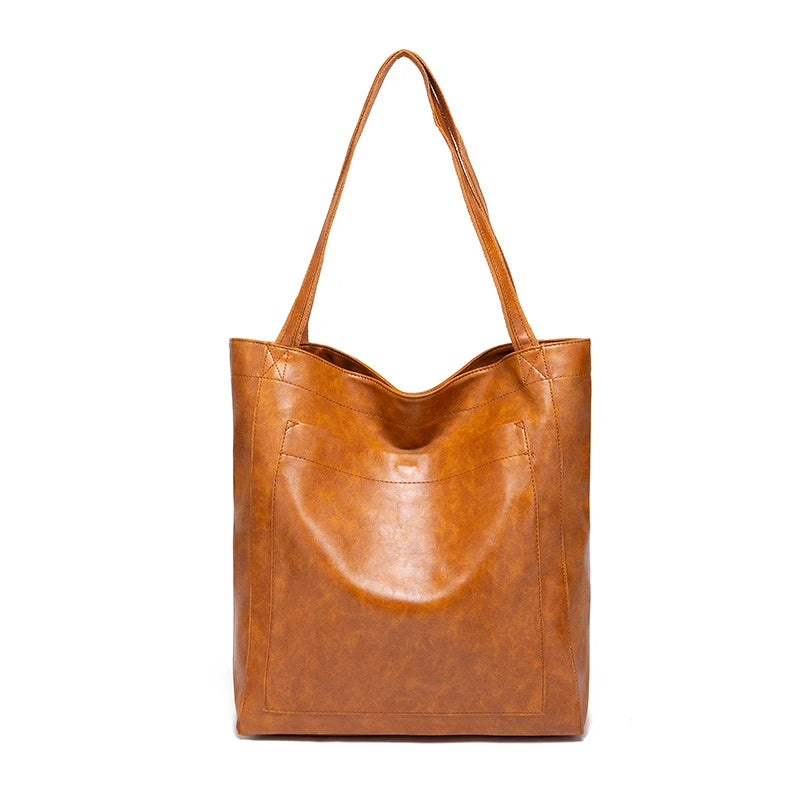 Retro Faux Leather Tote Bag