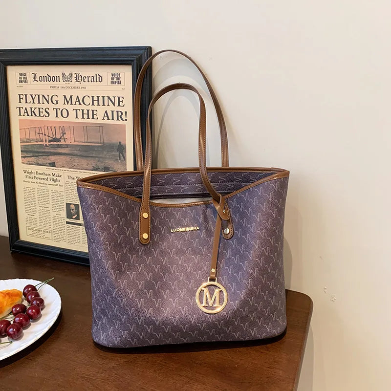 Retro Leather Shoulder Tote Bag