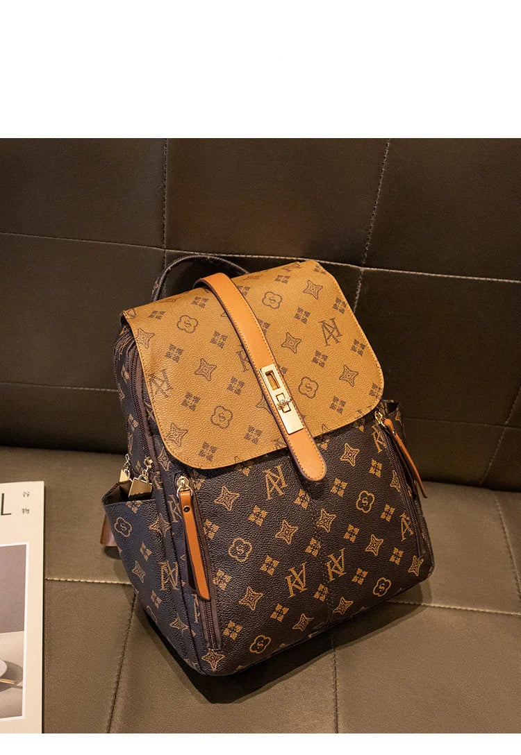 Retro Print Waterproof School Backpack