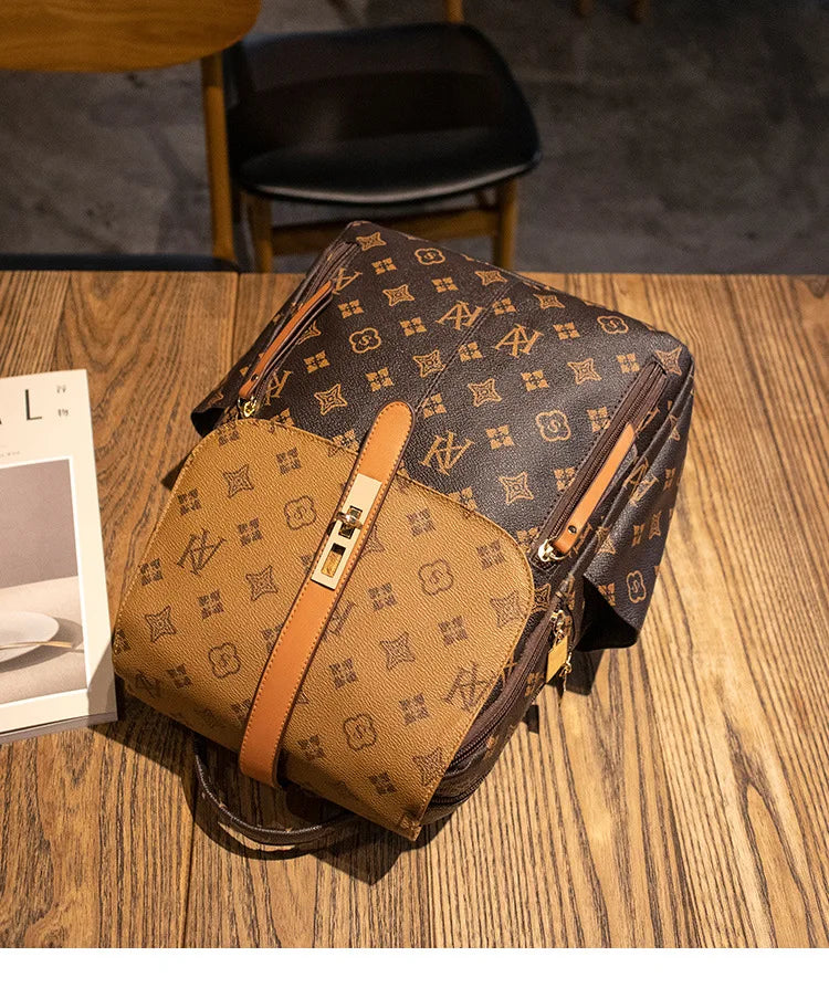 Retro Print Waterproof School Backpack