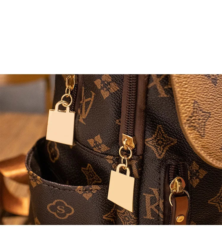 Retro Print Waterproof School Backpack