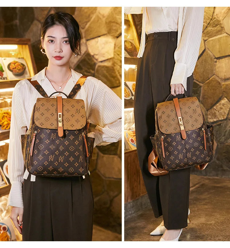 Retro Print Waterproof School Backpack