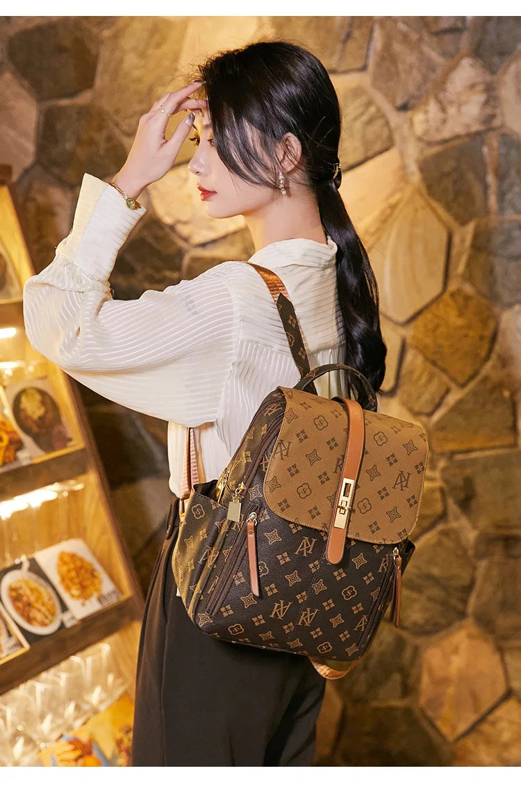 Retro Print Waterproof School Backpack