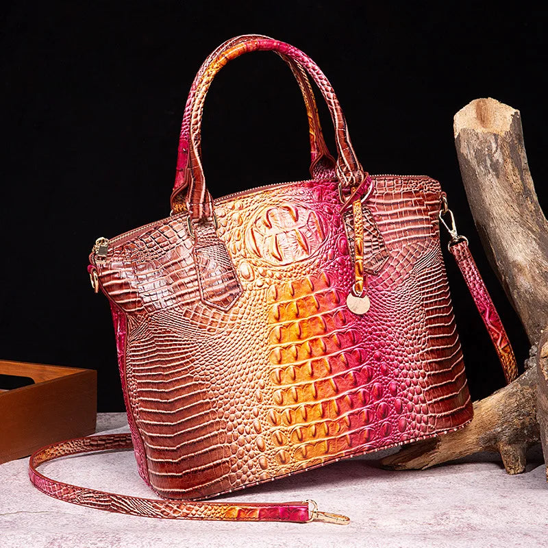 Fashion Colorful Alligator Style Handbag – Retro Crocodile Pattern PU Leather