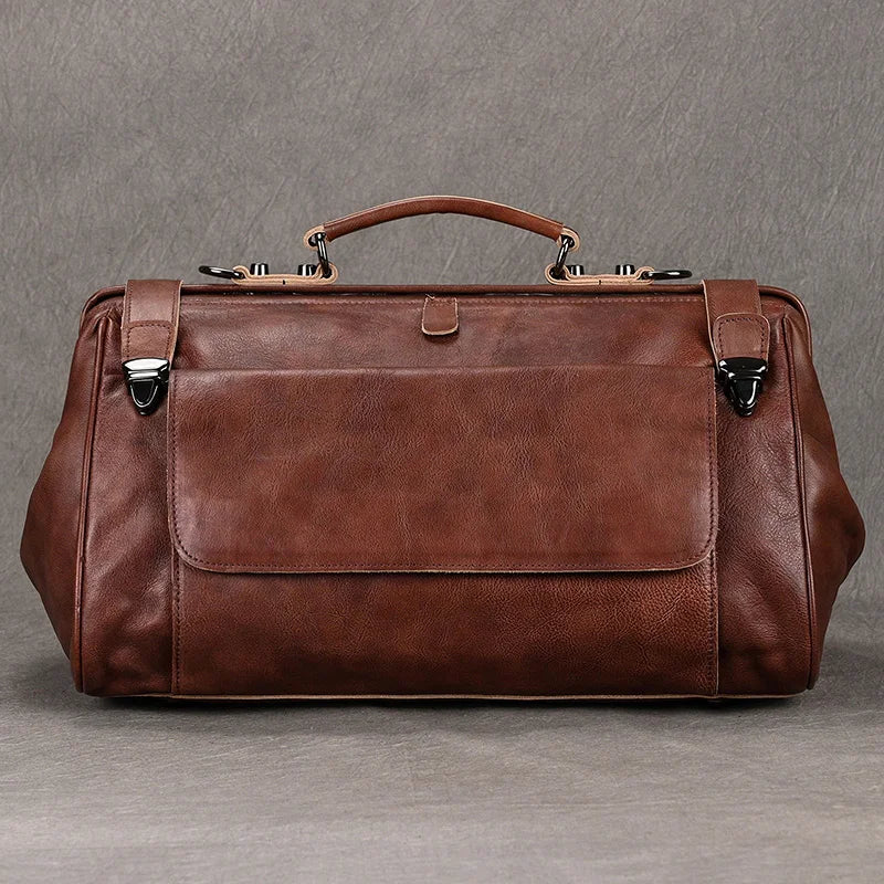 Luxury Style Genuine Leather Travel Duffel Bag