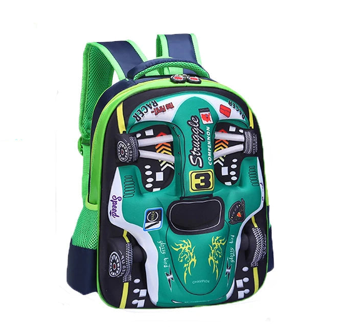 3D Car Design Waterproof Backpack for Preschool & Primary Kids