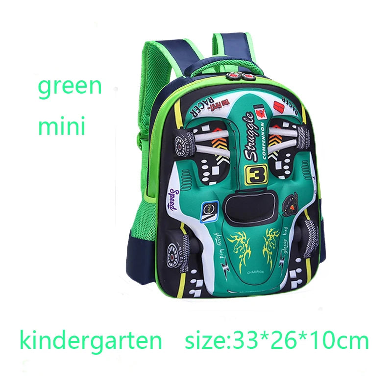 3D Car Design Waterproof Backpack for Preschool & Primary Kids