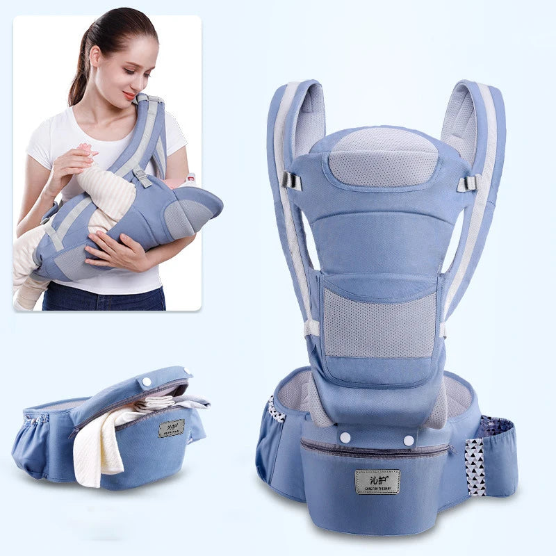Infant Baby Backpack Carrier- Front & Back Carry Hip Seat