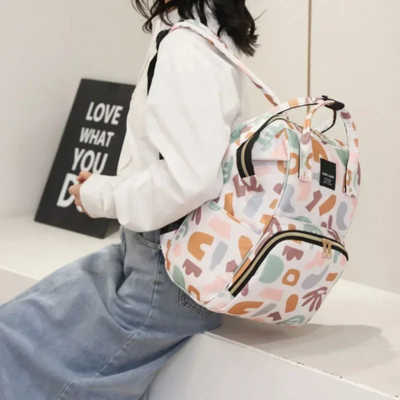 Fashion Print Nappy Backpack – Large Capacity Multi-Function Diaper Bag