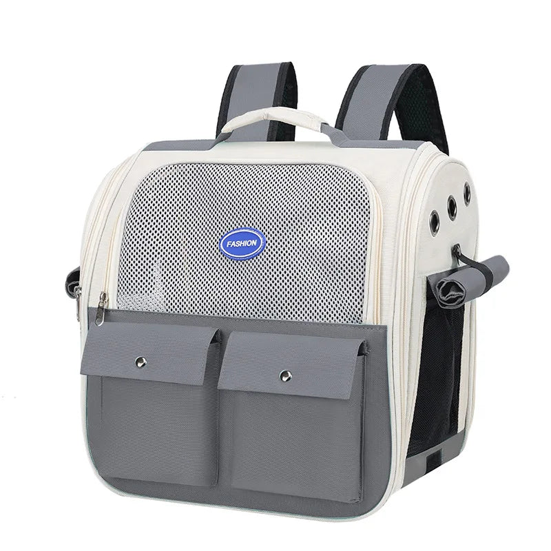 Large Capacity Cat Carrier Backpack – Foldable Pet Travel Bag with Ventilation & Adjustable Straps