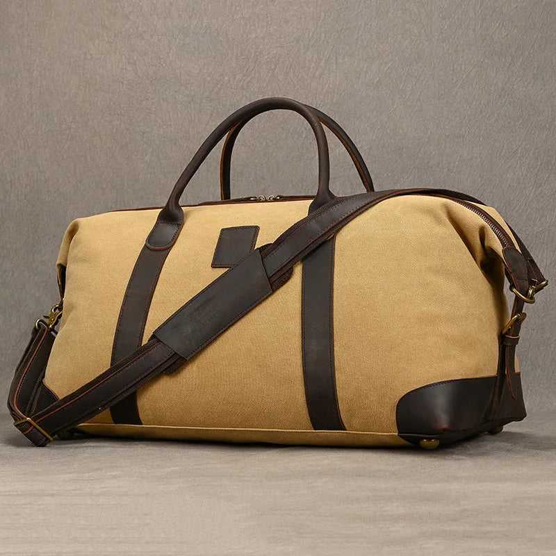 Rugged Canvas Travel Duffel Bag – Stylish Large Duffel with Leather