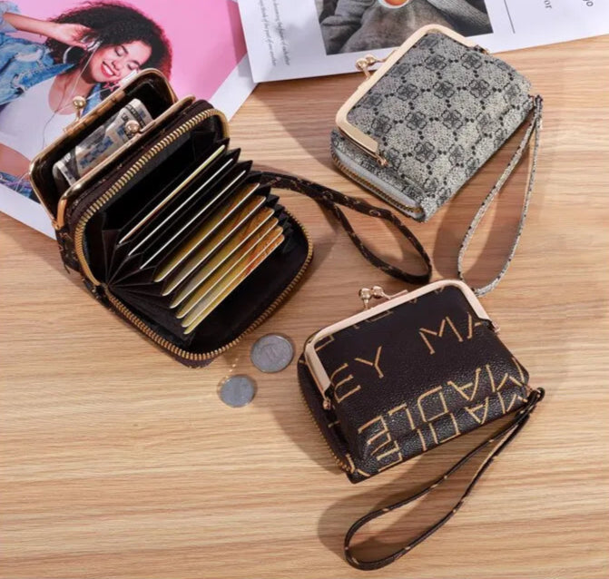 Floral Print Wallet with Wrist Strap