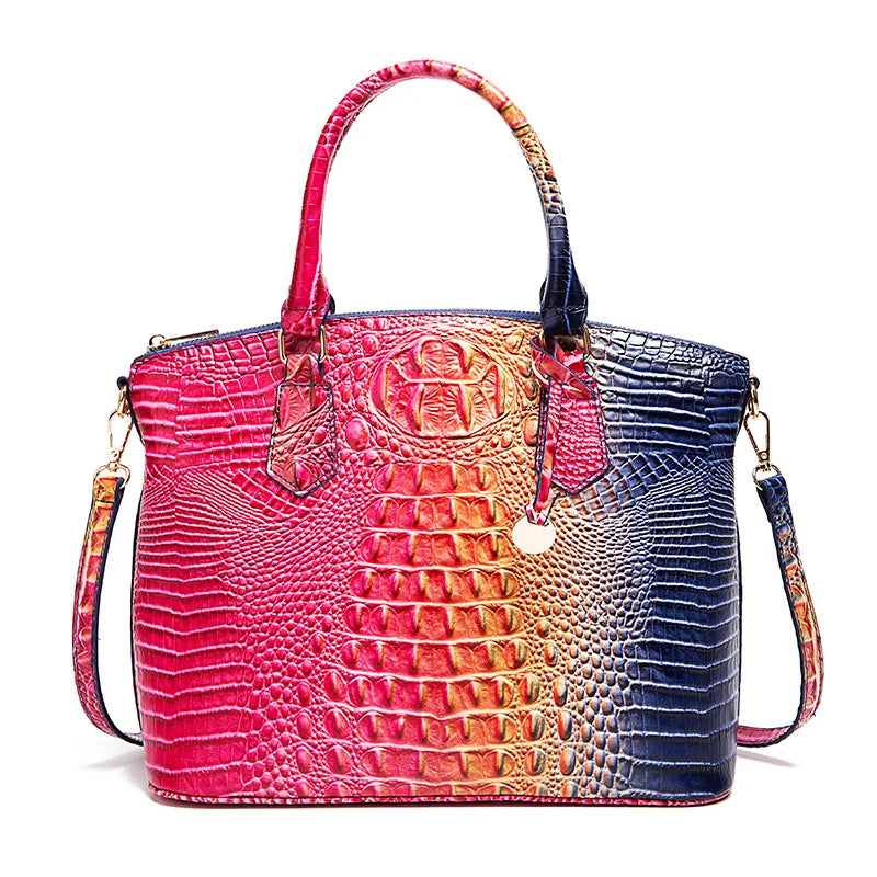 Fashion Colorful Alligator Style Handbag – Retro Crocodile Pattern PU Leather