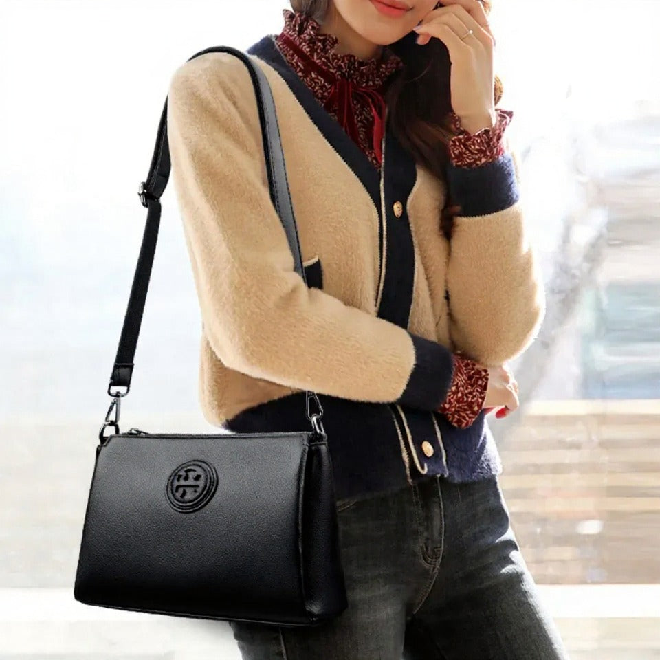 Versatile PU Leather Crossbody Bag – Solid Color Crossbody Bag