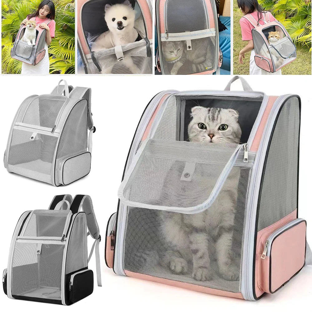 Canvas Cat Backpack – Breathable Pet Travel Bag (35×28×41cm)