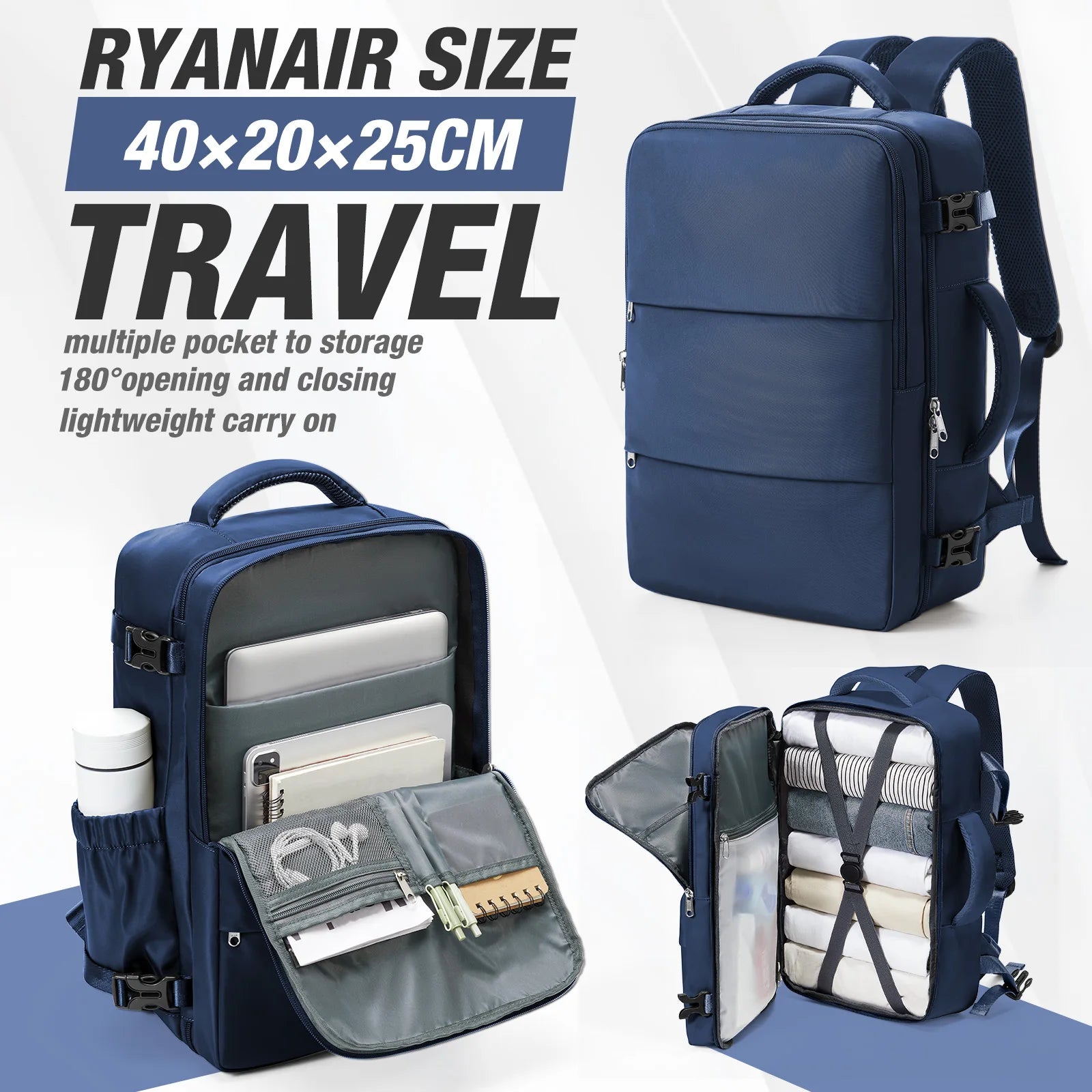 Business Travel Backpack 40x30x20 – 15.6” Cabin Bag for Ryanair & Wizz Air