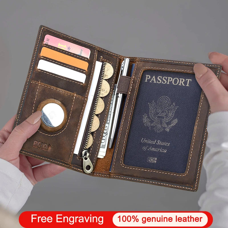 All-in-One Travel Wallet – Leather Passport, Coin & Card Holder