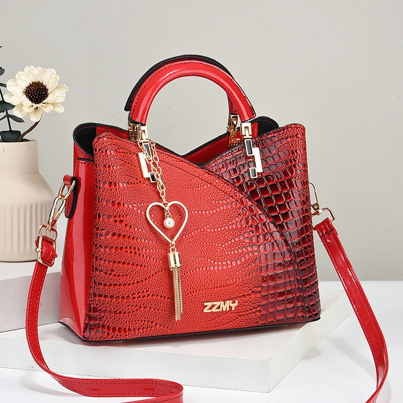Versatile Casual Shoulder Bag-Crocodile Embossed PU Leather