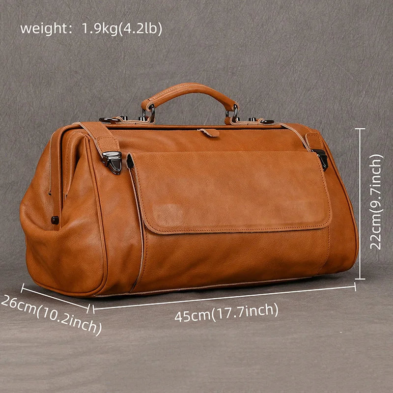 Luxury Style Genuine Leather Travel Duffel Bag