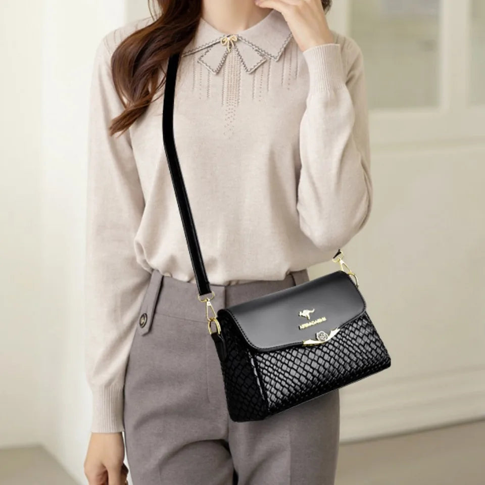 Woven PU Leather Shoulder Bag – Luxury Crossbody Handbag
