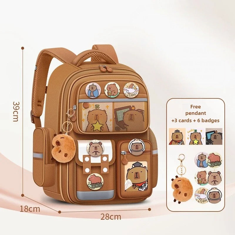 Capybara Children’s Waterproof Orthopedic Backpack – Large Capacity School Bag