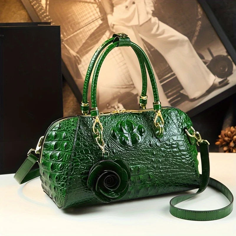 Alligator Pattern Handbag – Retro Crocodile Tote Bag