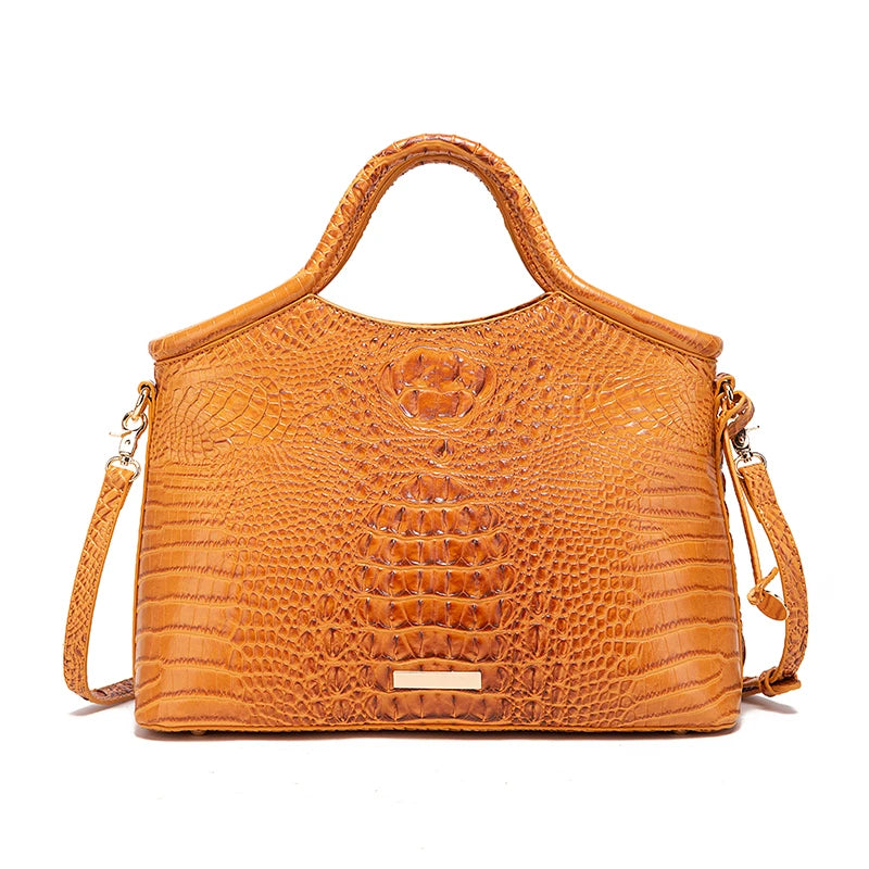 Retro Handbag – Colorful Solid PU Leather Crocodile Pattern Purse