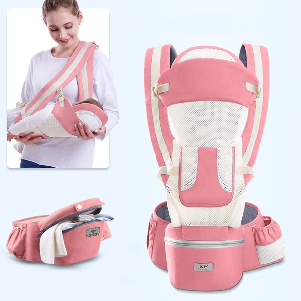 Infant Baby Backpack Carrier- Front & Back Carry Hip Seat