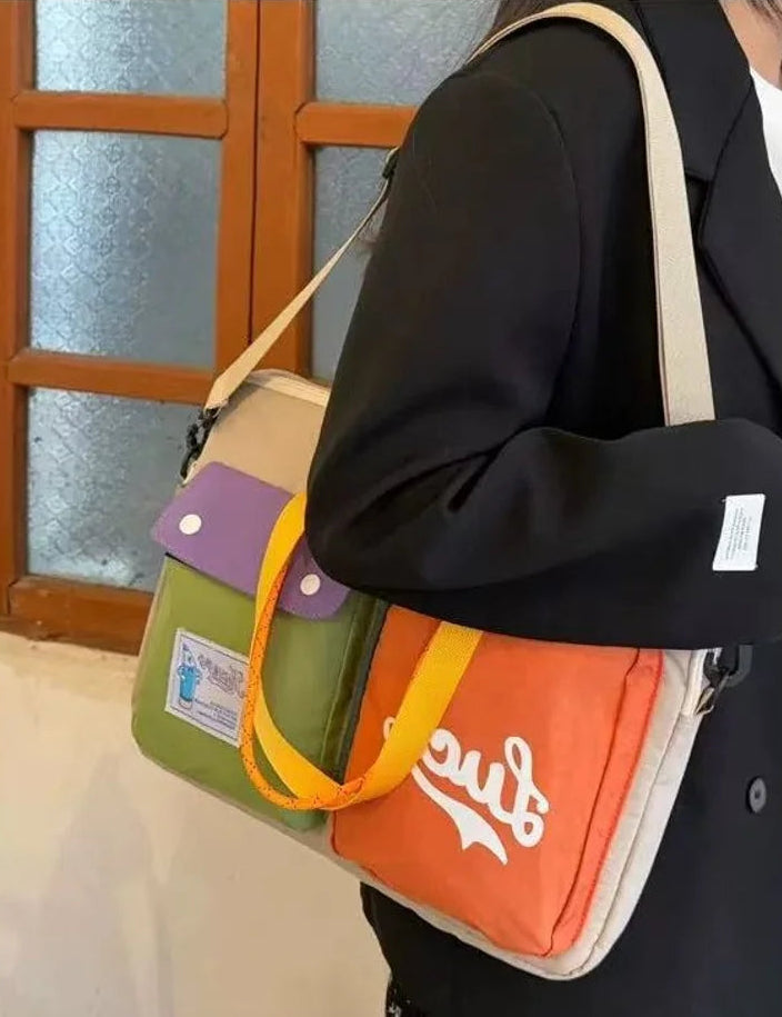 Multicolor Portable Laptop Crossbody Bag for Students
