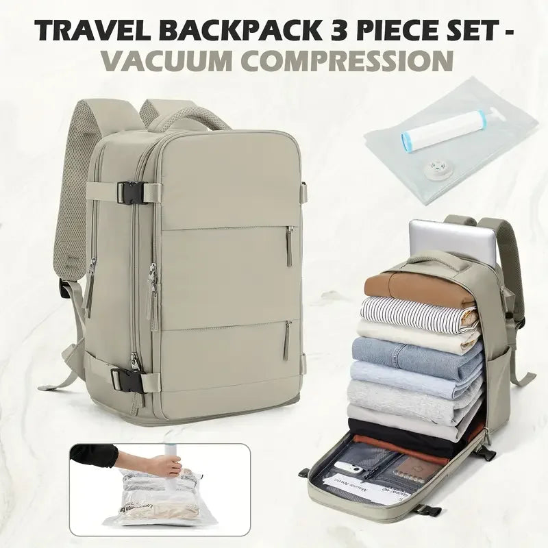 Compact Carry-On Backpack – Cabin Bag with Vacuum Storage