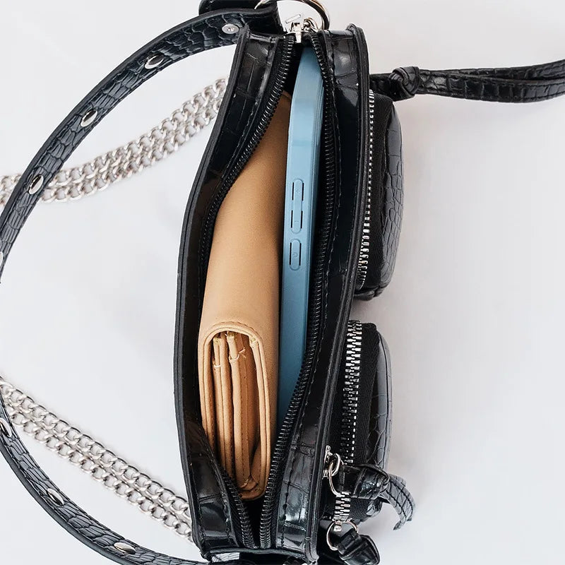 Luxury Alligator Style Handbag – Crocodile Pattern Chain Shoulder