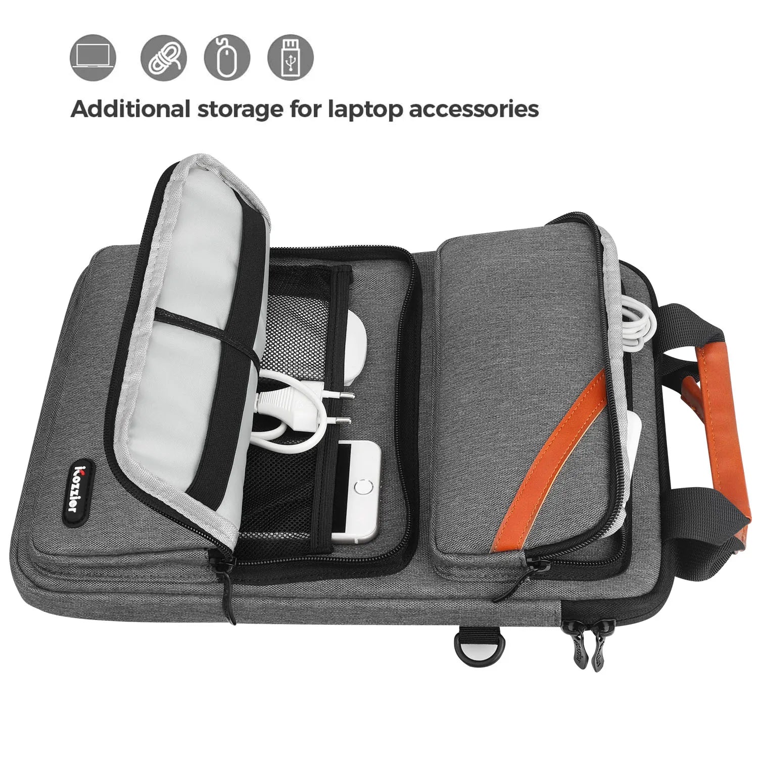 Double Pocket Laptop Shoulder Bag for 12.9–13.3 Inch MacBook & Tablet